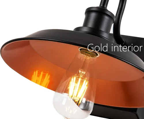 Miniatura 4 de Lámpara de exterior con salida GFCI, luz de porche negra, lámpara de pared exterior impermeable de granero, aplique de pared industrial de granja