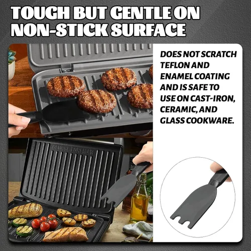 Miniatura 4 de TonGass Rascador de parrilla para parrillas de interior George Foreman y la mayoría de las otras parrillas interiores con ranuras, espátula