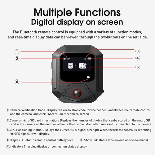 Miniatura 7 de YDW Control remoto GPS Bluetooth para DJI Osmo Action 6/Action 5 Pro/Action 4, una máquina con múltiples controles, accesorios de acción inteligente