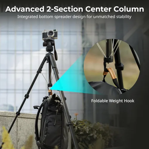 Miniatura 2 de SmallRig Soporte de trípode para cámara de 71" AP-21, trípode de viaje para iPhone y cámara para Canon para Nikon con soporte para teléfono y bolsa