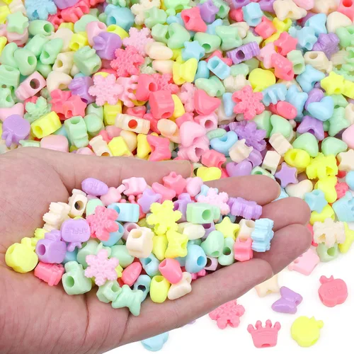 Cuentas de plástico con forma de estrella, corazón, mariposa, caramelo y pony para hacer joyas, cuentas para el Día de San Valentín, cuentas para