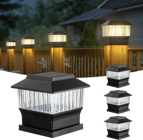 Miniatura 12 de Luces para postes de valla, 25 lúmenes, luz solar para postes de madera, se adapta a postes de madera de 4 x 4 o más grandes con base de 4 x 6, luz