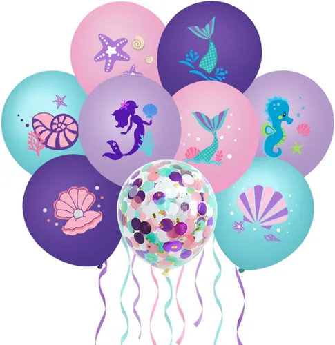 Miniatura 25 de 7 globos de sirena con números para fiesta de cumpleaños de 1, 2, 3, suministros de decoración de cola de sirena para niñas (número 0)