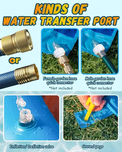 Miniatura 5 de Spring Water Tobogán de agua y deslizador de agua de 22 pies para niños y adultos, juguetes acuáticos de verano al aire libre con rociador, 2 tablas