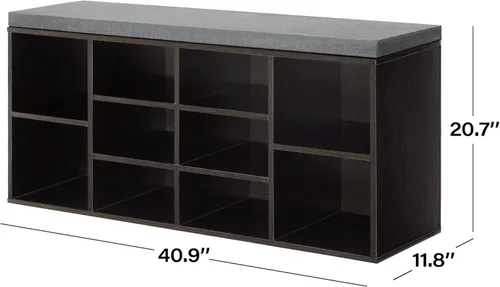Miniatura 3 de PayLessHere Banco de zapatos – Organizador de zapatos de 10 compartimentos con estante de 3 niveles y estantes ajustables para sala de estar, Negro