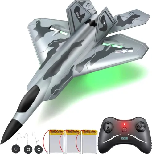 Akargol Avión RC Jet Extra con 3 Baterías, Avión de Control Remoto 2025 Regalo de Navidad - Nuevo Modelo de Aviones Luz LED Avión de Combate Juguete