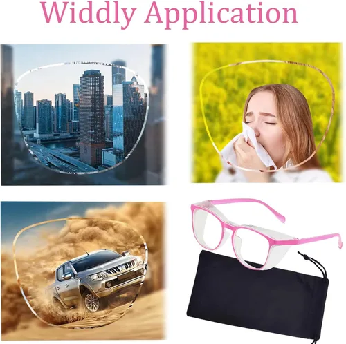 Miniatura 2 de Gafas de seguridad para hombres y mujeres, gafas de seguridad antivaho cómodas, bloqueo de luz azul, protección UV, enfermeras adultas Cuadrado rosa