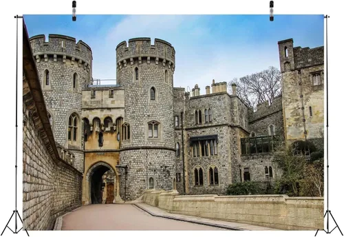 Miniatura 4 de BELECO Telón de fondo de fotografía del castillo de Windsor de 7 x 5 pies, puerta normanda, vista de la torre del palacio del Reino Unido, vista