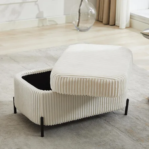 Otomana redonda con patas de metal negro, reposapiés de 22.05 pulgadas de ancho, reposapiés tapizado para sala de estar, dormitorio, entrada (30