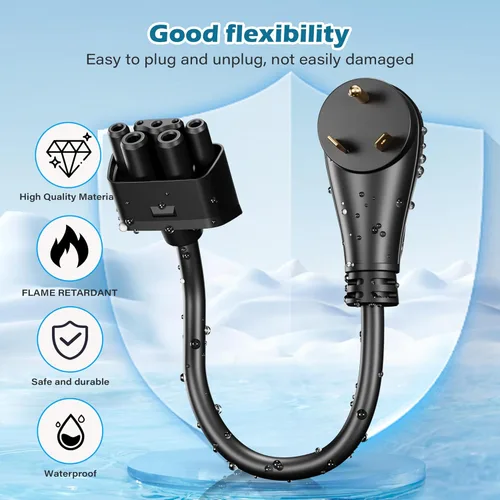 Miniatura 3 de HiFind NEMA TT-30 - Enchufe adaptador para cargador móvil Tesla Gen 2 de 1 pie con mango de agarre, enchufe generador TT-30P a cable adaptador móvil
