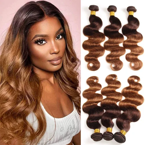 Miniatura 17 de Cabello Brasileño Ondulado Degradado de 2 Tonos 3 Paquetes Cabello Humano Virgen Remy Brasileño Paquetes de Tejido de Cabello Ondulado 100% Sin