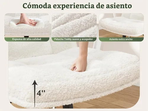 Miniatura 3 de DurayLoly Silla Criss Cross con Ruedas, Silla de Oficina con Reposabrazos Levadizos, Silla de Tocador para Dormitorio, Oficina en Casa, Apartamento