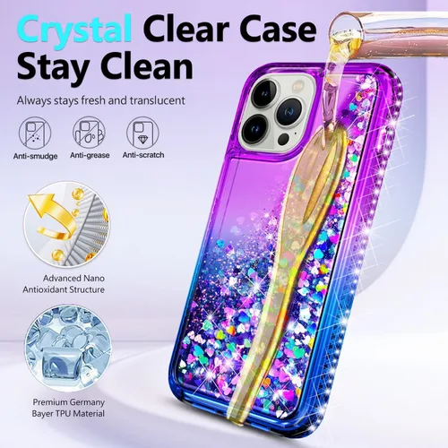 Miniatura 4 de NGB Diseñada para Funda de Teléfono iPhone 11, Morado/Azul Funda Bonita con Purpurina Líquida Brillante para Mujeres Niñas Niños con Protector