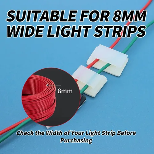 Miniatura 3 de 80 clips de montaje de tiras de luz LED para pared, soportes autoadhesivos, sujetadores para tiras de luz de 0.315 pulgadas de ancho, soporte