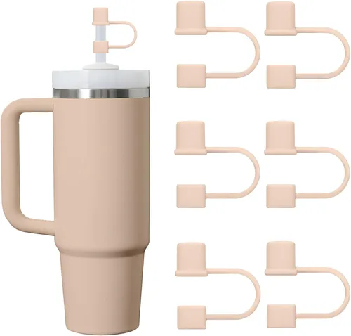 Miniatura 16 de 6 piezas de cubiertas de pajita de silicona con tapa compatible con vaso Stanley de 30-40 oz con mango, tapa de 10 mm, cubiertas de pajita a prueba