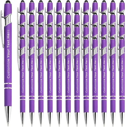 Miniatura 56 de Aolun 108 bolígrafos personalizados al por mayor con stylus grabado, bolígrafos personalizados, metal suave al tacto, grabado de nombre, logotipo