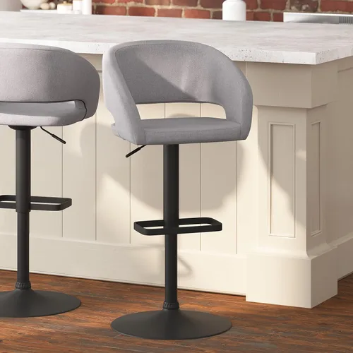 Miniatura 15 de Taylor & Logan Jenna Taburete giratorio ajustable 360 con base negra en vinilo negro