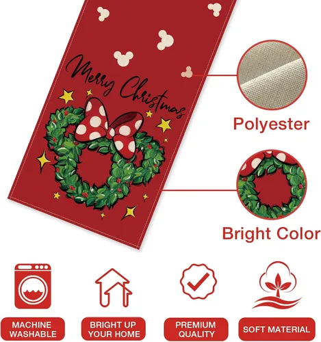 Miniatura 3 de Seliem Corona Navideña con Guirnalda de Mesa, Arco de Puntitos Rojos de Navidad, Decoración de Mesa de Cocina y Comedor, Decoración Navideña