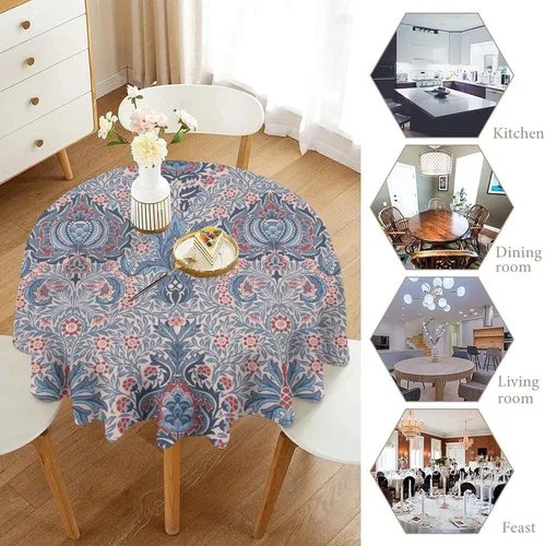 Miniatura 246 de Mantel Floral Retro de Pájaros, Diseño Original Bohemio William Morris Estampado Cubierta de Mesa para Hogar Picnic Fiesta Comedor Cocina William