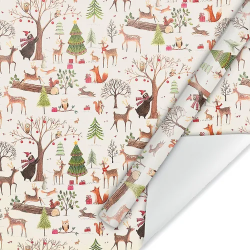 Miniatura 2 de Rollos de papel de regalo navideño Current, envoltura de regalo navideña premium de bosque navideño, rollo jumbo de 23 pulgadas x 32 pies, 61 pies