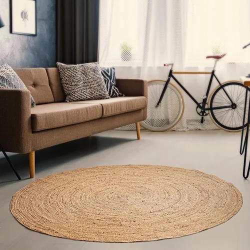 Miniatura 4 de Hausattire Alfombra Trenzada Bohemia de 2'x3' - Multicolor, Alfombras Pequeñas de Yute y Algodón Estilo Granja para Entrada, Sala