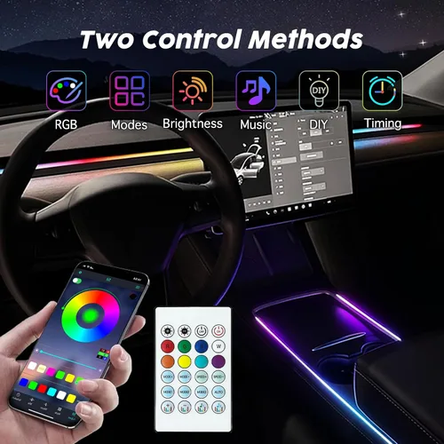 Miniatura 4 de Luces LED para interiores del automóvil, luces LED de acrílico RGB Dream Color para automóvil, kits de iluminación ambiental con aplicación