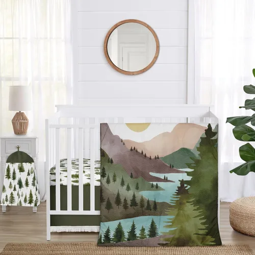 Miniatura 10 de Sweet Jojo Designs Juego de ropa de cama para cuna de bebé de 4 piezas (animales del bosque) para niños o niñas, bebés/guardería, incluye manta
