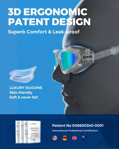 Miniatura 5 de OMID - Gafas de natación polarizadas P2, gafas antivaho para natación para hombres y mujeres adultas Lente dorada con montura transparente A2-all