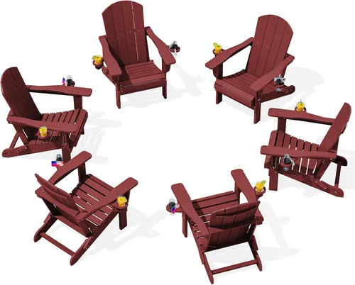 Miniatura 24 de SERWALL Silla Adirondack con portavasos – Juego de 2 sillas Adirondack compuestas para exteriores de polietileno de alta densidad para todo