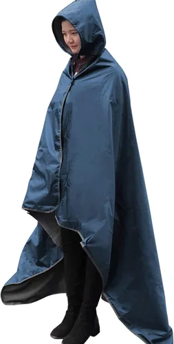 Miniatura 15 de DUKUSEEK - Manta de camping portátil para exteriores con capucha, manta grande plegable para mochileros con capucha para estadios, edredón ligero