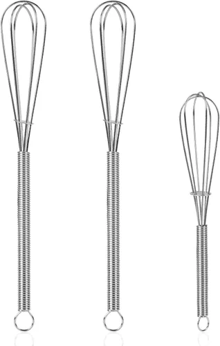 Miniatura 19 de NileHome Juego de mini batidores de acero inoxidable de 5 y 7 pulgadas para cocina, pequeños batidores de alambre para cocinar, batir, mezclar