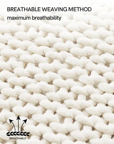 Miniatura 5 de YnM Manta Gruesa de Lana, Tejida a Mano con Hilo de Chenilla, Amigable para la Piel, Ventilada y Transpirable, Lavable a Máquina, Pieza