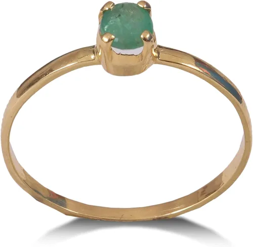 Miniatura 2 de Tienda Collection - Anillo de oro amarillo liso de 18 quilates para ella, Metal, Esmeralda