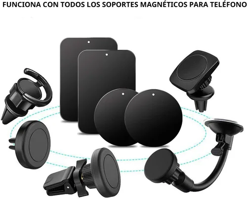 Miniatura 5 de GradCap Placa de metal para soporte magnético de teléfono, paquete de 4 discos universales de metal negro ultrafino con adhesivo 3M fuerte, kit