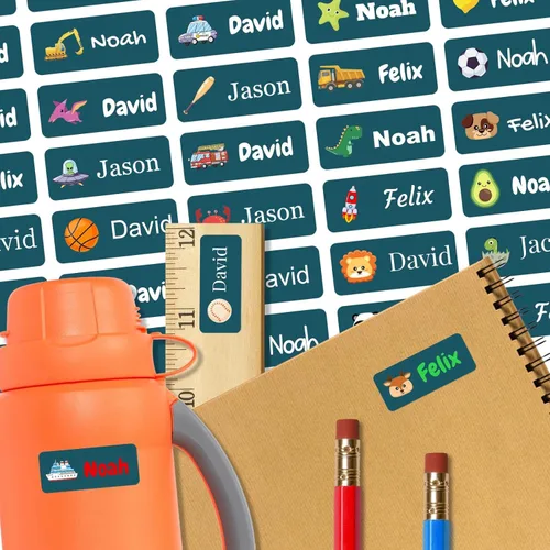 Miniatura 16 de 128 etiquetas adhesivas de nombre personalizadas para guardería, etiquetas de nombre impermeables personalizadas para niños, suministros escolares