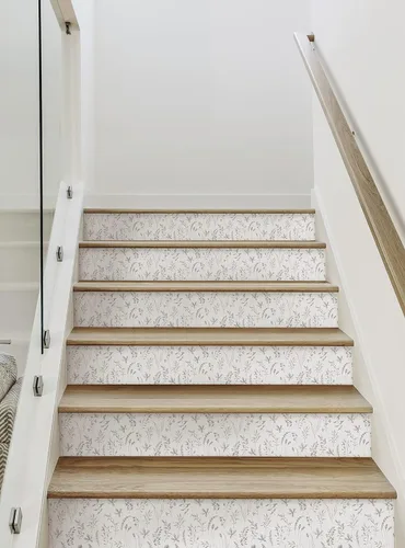 Miniatura 5 de Tiras elevadoras de escalera para despegar y pegar hojas botánicas de acuarela (azul, paquete de 6, 48 pulgadas de ancho x 6 pulgadas de alto)