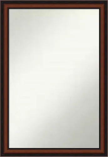 Miniatura 129 de Amanti Art Espejo de pared personalizado no biselado (24 x 27 pulgadas), marco estrecho de nogal chipre - varios tamaños personalizados - Espejo