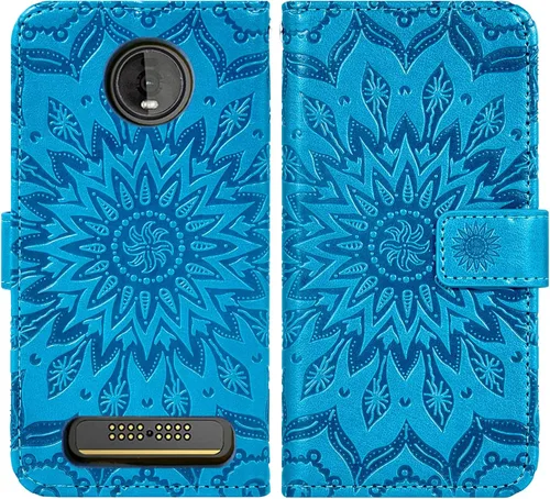 Miniatura 4 de Funda de teléfono para Motorola Moto Z4 Play/Moto Z4 con protector de pantalla de vidrio templado, funda magnética de cuero, soporte para tarjetas