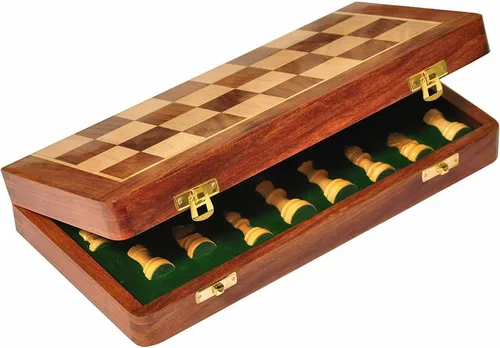 Miniatura 3 de Devyom Juego de tablero de ajedrez hecho a mano plegable de madera hecho a mano con piezas magnéticas