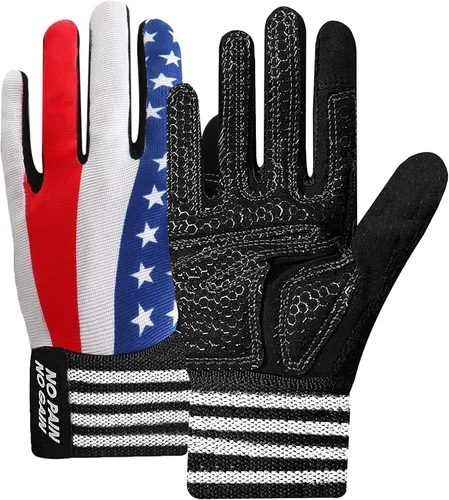 Miniatura 10 de FINGER TEN Guantes de entrenamiento de levantamiento de pesas, medio dedo completo con soporte para correa de muñeca, agarre acolchado