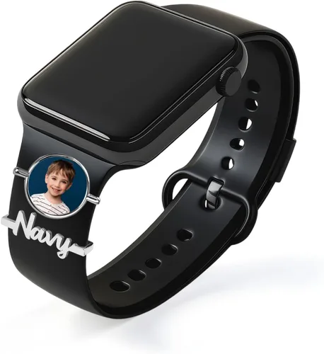 Miniatura 17 de ubmpj Dijes de banda de reloj personalizados para reloj inteligente, cerraduras de banda mágica personalizadas con nombre y foto para mujeres