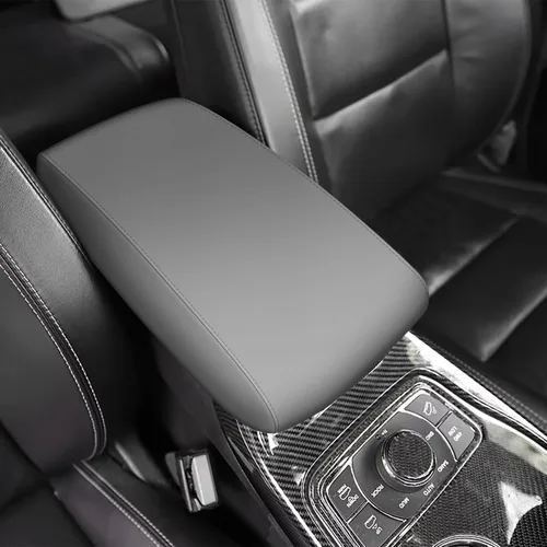 Miniatura 12 de AOMSAZTO Fundas de cuero negro para apoyabrazos de Grand Cherokee 2011-2021 para Jeep Cojín de consola para Grand Cherokee (no para 2022)
