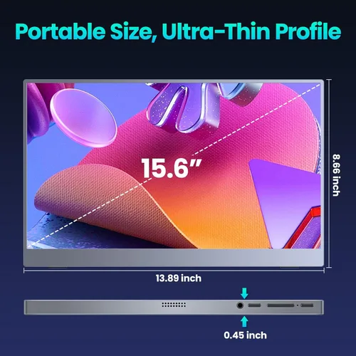 Miniatura 8 de Upperizon Monitor portátil de 15.6 pulgadas FHD 85% sRGB 60Hz IPS HDR HDMI USB-C Monitor de viaje para laptop, MacBook, PC, Surface PS5 Xbox