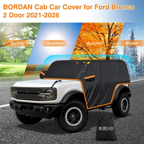 Miniatura 7 de Funda de coche para Ford Bronco de 2 puertas, 420D, funda impermeable para todo tipo de clima, sol, lluvia, UV, polvo, cubierta de cabina
