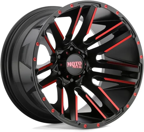 Moto Metal 20X10 5X5.0 4.56-24mm NEGRO SATÍN MACH CON TINTA ROJA - MO97821050524NRC
