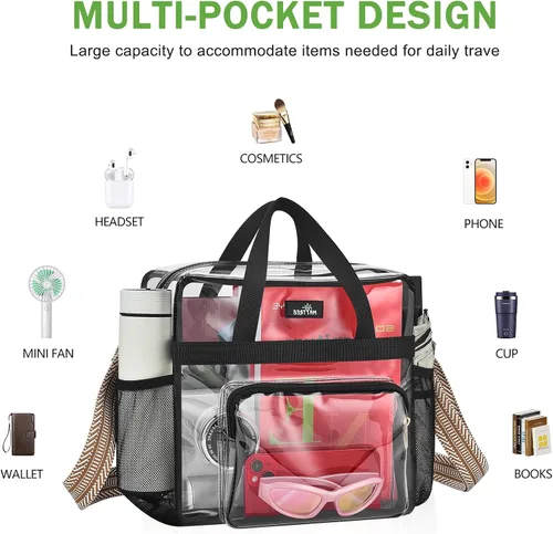 Miniatura 24 de MAY TREE Bolsa transparente para eventos en estadios de 12 x 6 x 12 pulgadas, bolsa de almuerzo transparente con correas reforzadas para trabajo