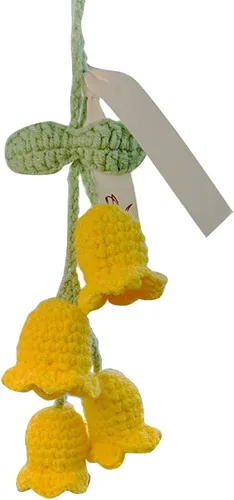 Miniatura 5 de Surakey Lindo colgante Campanula flor ganchillo punto Convallaria espejo espejo espejo interior coche espejo retrovisor cordón de algodón colgante