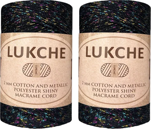 Miniatura 9 de Cordón de macramé de algodón brillante de 2 mm, 205 yardas, 8.80 oz, cordón de macramé para tejer para colgar en la pared, bolsos, porta plantas