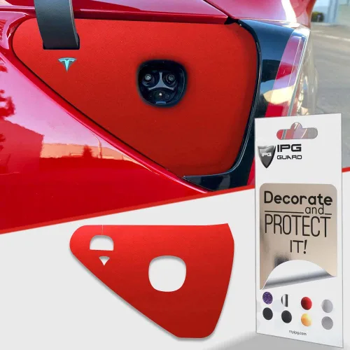 Miniatura 12 de IPG para Tesla - Calcomanías adhesivas de envoltura de puerto de carga, emblema para bricolaje, personaliza el modelo 3-Y (rosa)