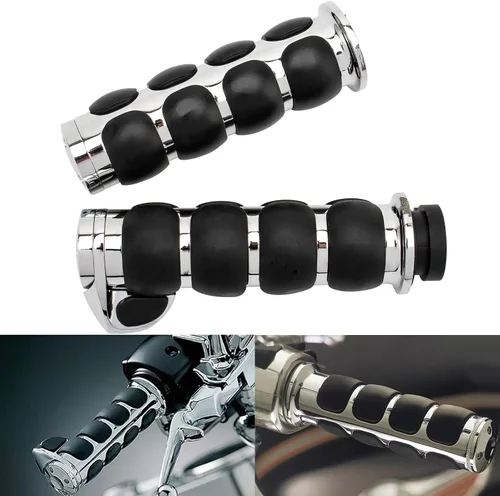 Miniatura 8 de Motocicleta 1 "mano apretones extremo barra manillar Spike cromo negro aluminio caucho